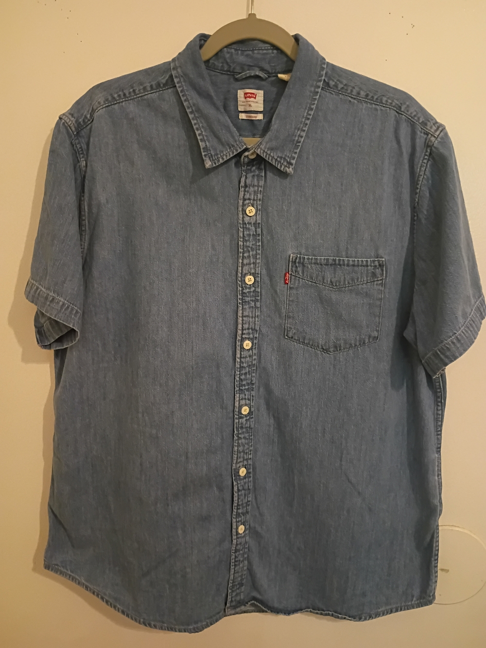 Levi's Men's Light‎ Blue Denim Short Sleeve Shirt Sz XL